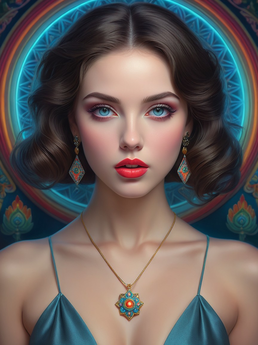 Portrait of a Young Woman with Blue Eyes and Jewelry
