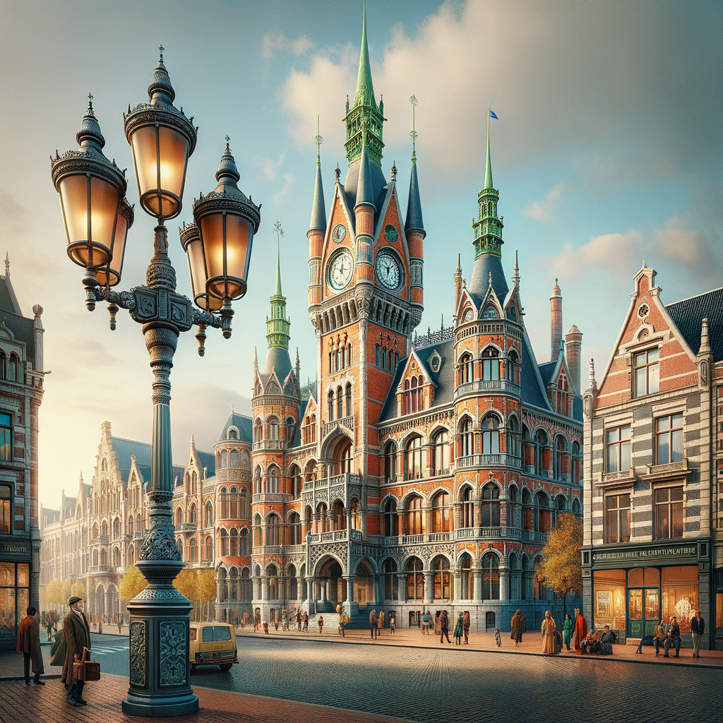 Intricate Grand Building in Urban Square Setting