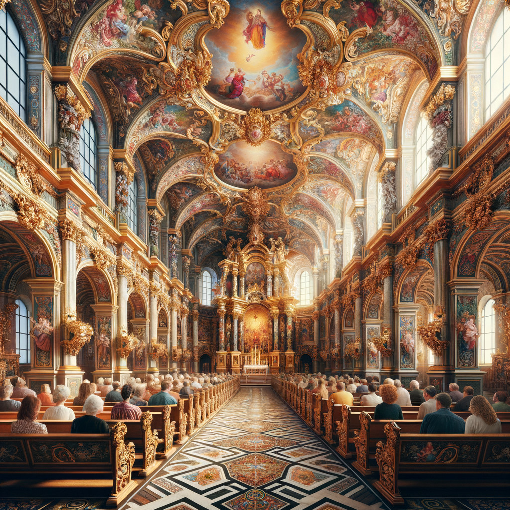 Ornate Church Interior with Detailed Architecture