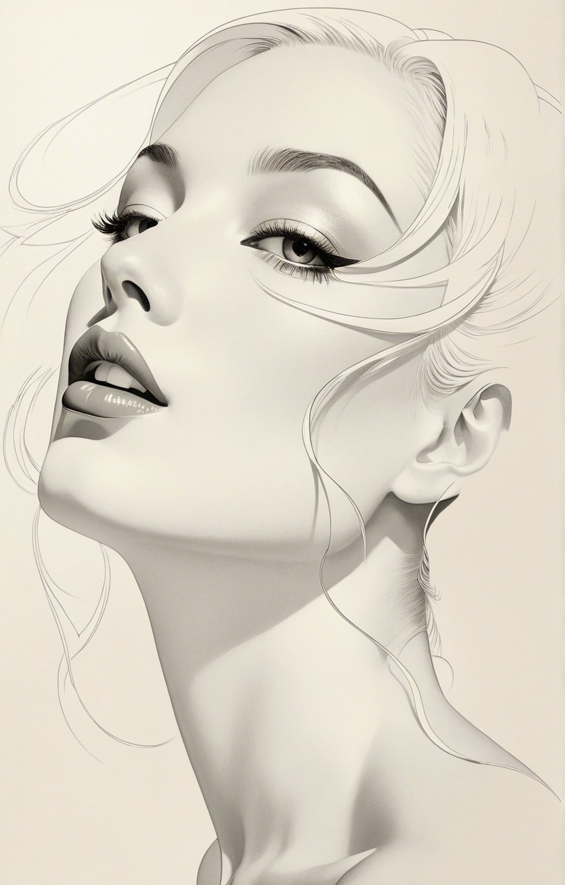 Stylized Portrait of an Elegant Woman's Profile
