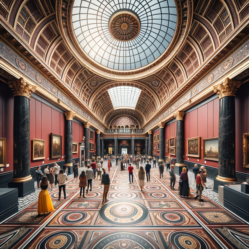 Opulent Art Gallery with Elegant Design and Natural Light