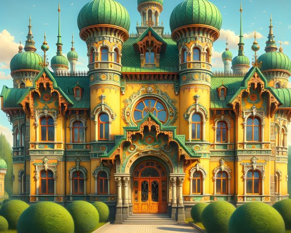 Vibrant Palace with Colorful Turrets and Domes