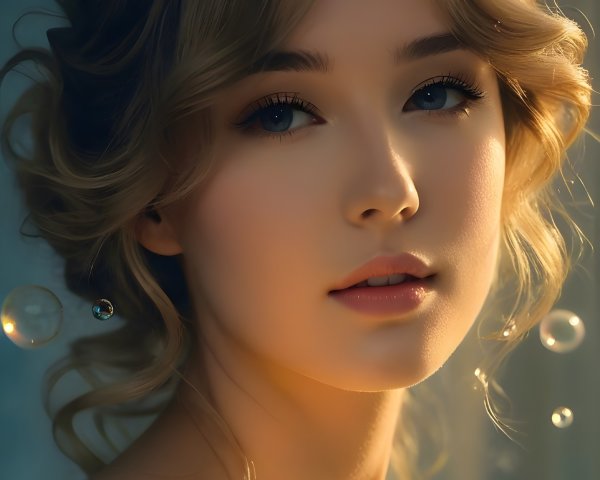 Close-Up Portrait of a Young Woman with Blonde Hair