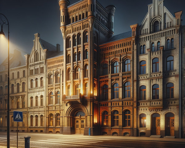Historic Brick Building with Intricate Architectural Details