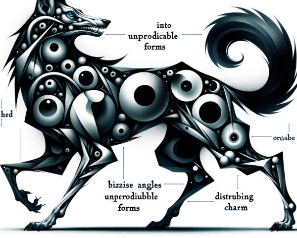 Stylized Wolf with Geometric and Organic Features