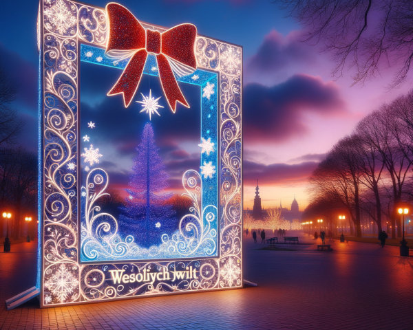 Illuminated Christmas Present Frame with Tree Display