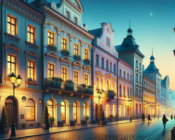 Charming Cobblestone Street with Elegant Architecture