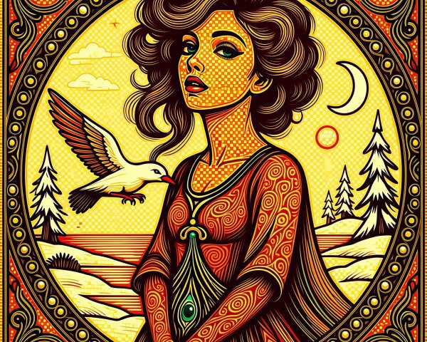 Vibrant Pop Art Illustration of a Woman in Nature