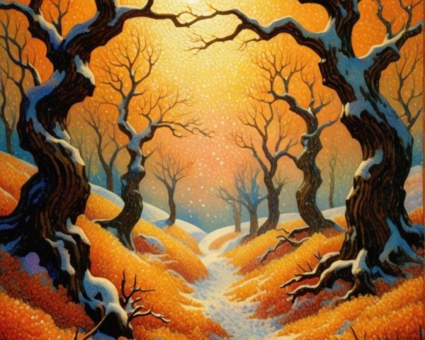 Vibrant Winter Landscape with Colorful Foliage