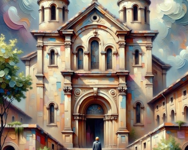 Majestic church with vibrant domes and grand staircase