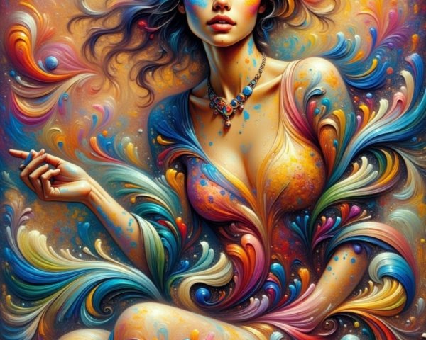 Vibrant Artistic Depiction of a Confident Woman