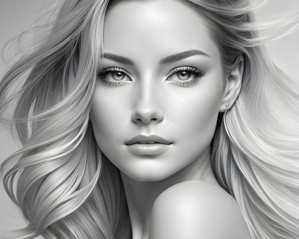 Black and White Portrait of a Young Woman