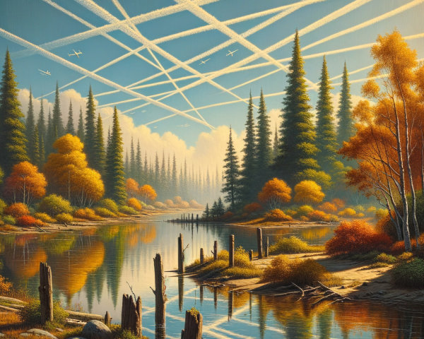 Calm River Surrounded by Vibrant Autumn Trees