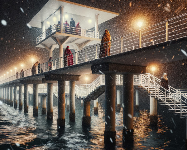 Long Exposure City Skyline at Dusk with Atmosphere