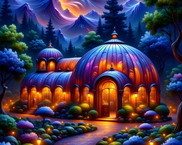 Colorful Domed Building in Enchanting Landscape