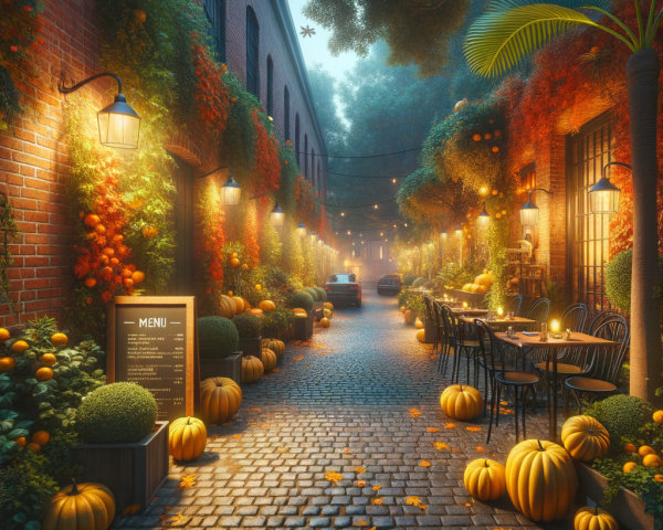 Charming Cobblestone Alleyway in Autumn Ambiance