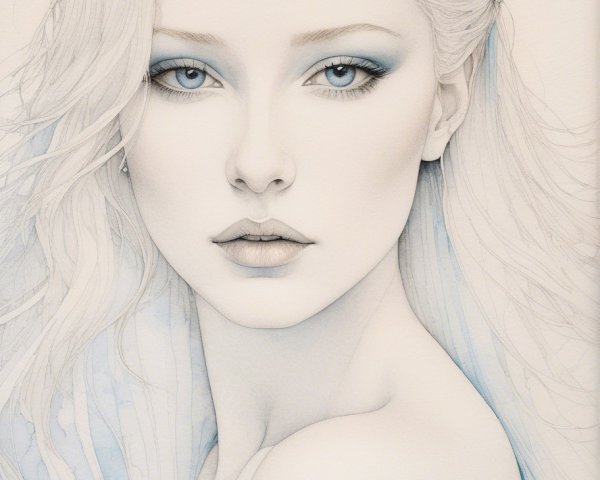 Portrait of a Young Woman with Light Hair and Flower