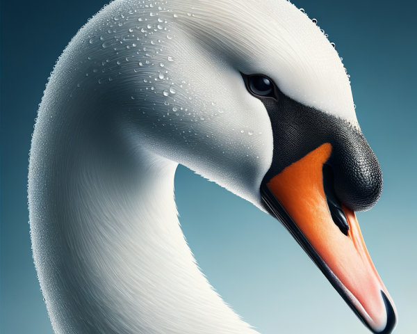 Close-up of an elegant swan's head and neck