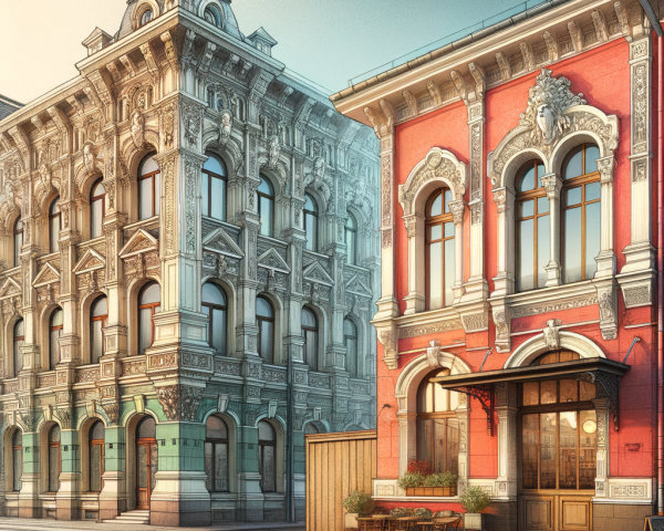 Contrasting Architectural Styles of Two Buildings