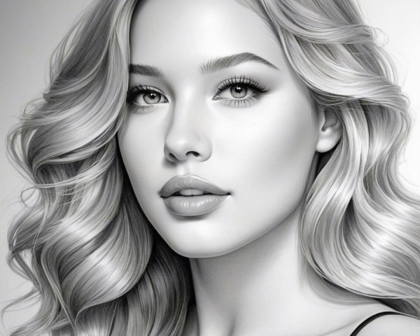 Black-and-white portrait of a young woman with elegance
