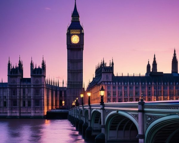 Big Ben and Houses of Parliament at Dusk Reflection