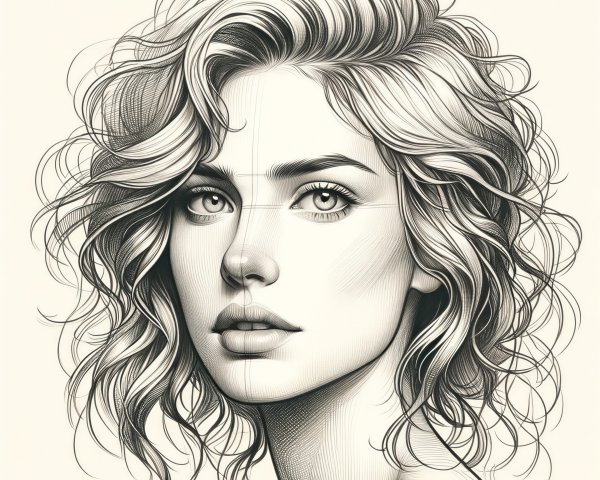 Stylized portrait of a woman with wavy hair