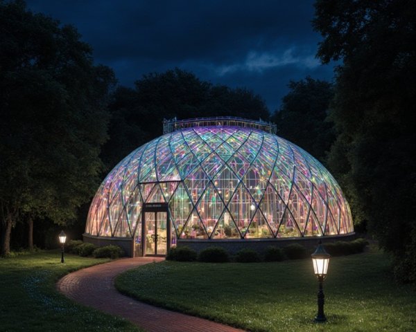 Dome-Shaped Greenhouse with Colorful Glass Design