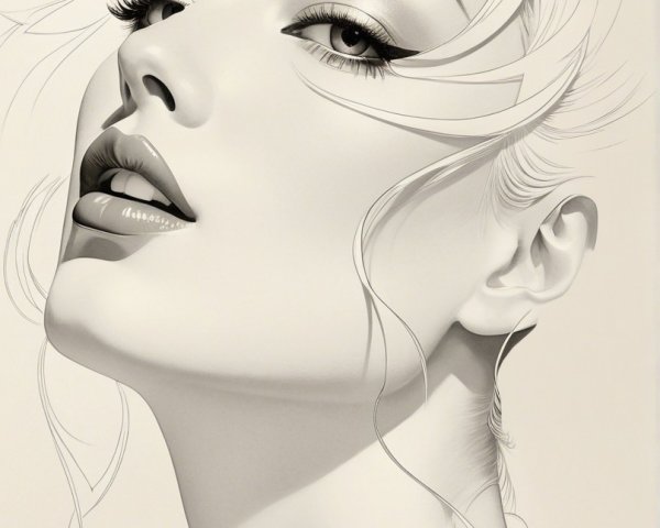 Stylized Portrait of an Elegant Woman's Profile