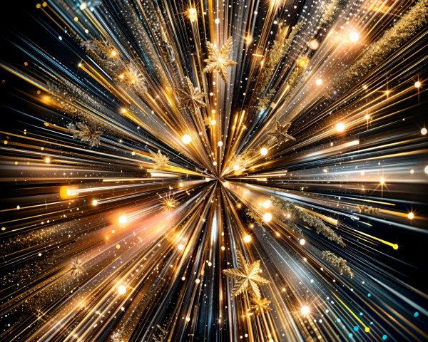 Abstract Burst of Light with Gold and Orange Streaks