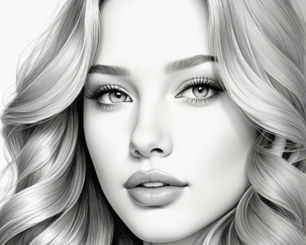 Hyper-realistic pencil drawing of a young woman