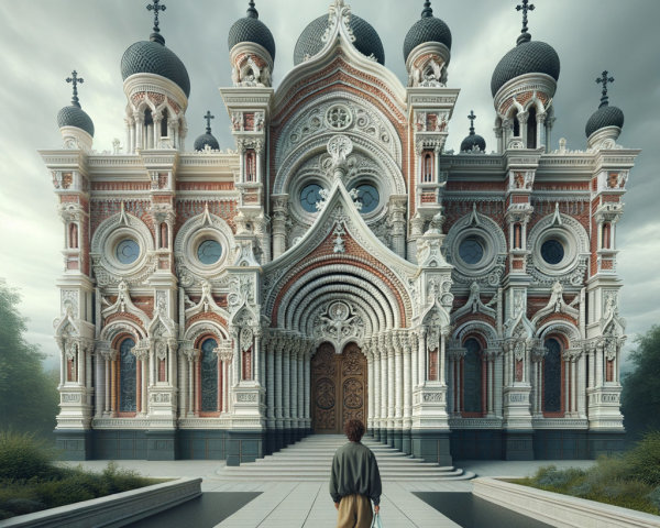 Intricate Architectural Marvel with Vibrant Colors and Domes
