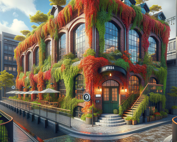 Ivy-Covered Brick Building in Urban Setting