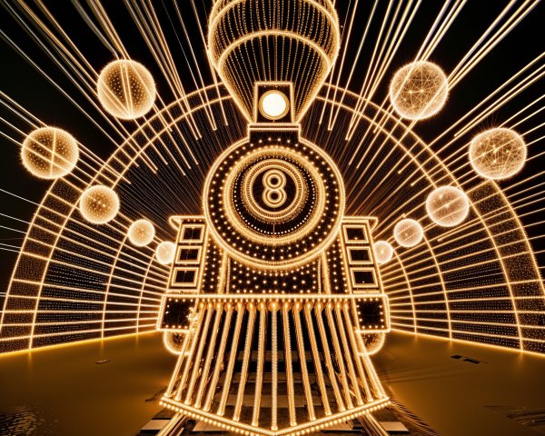 Art Deco Light Sculpture of Train in Abstract Tunnel