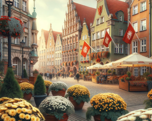 Charming Cobblestone Square with Colorful Buildings