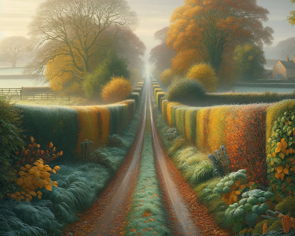 Serene Autumn Landscape with Winding Dirt Path