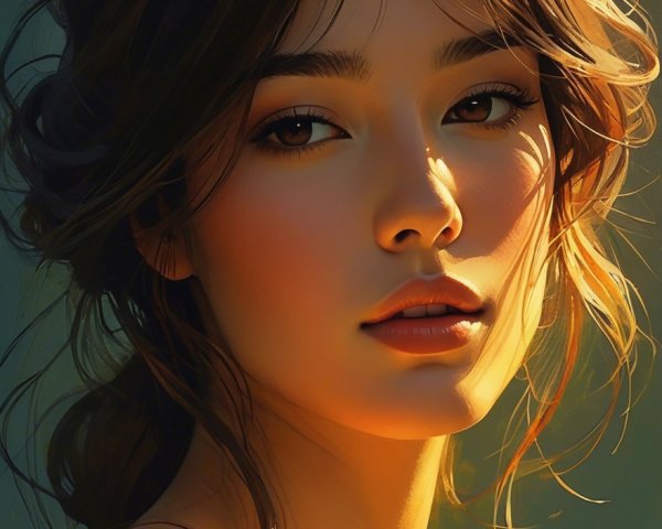 Portrait of a Young Woman in Soft Warm Light