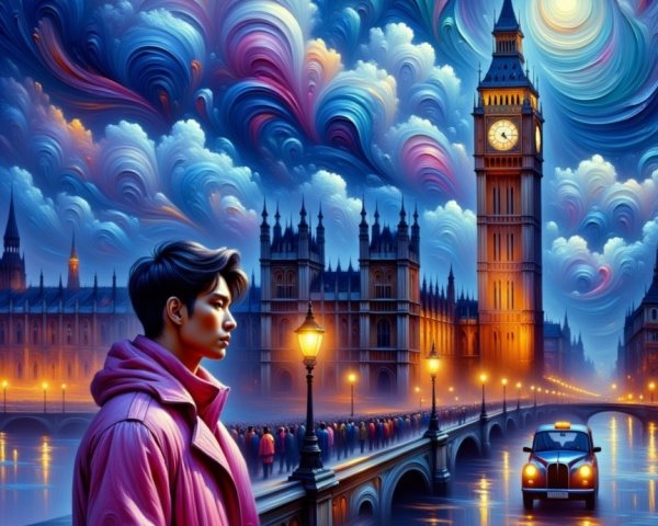 Vibrant Night Sky Over Serene London Scene