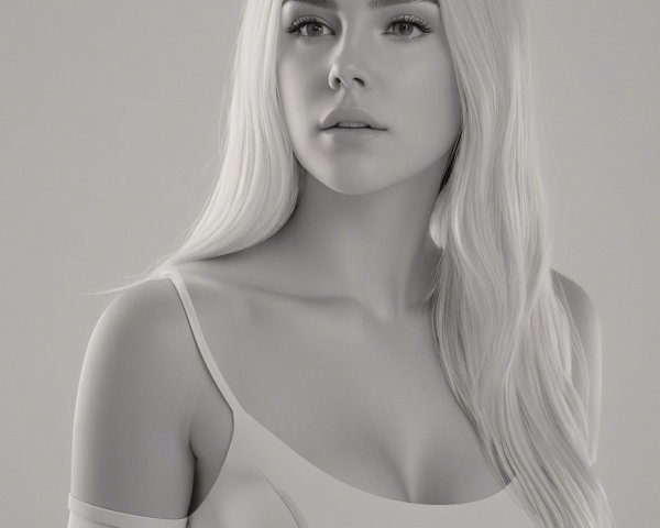 Monochromatic Portrait of a Serene Young Woman