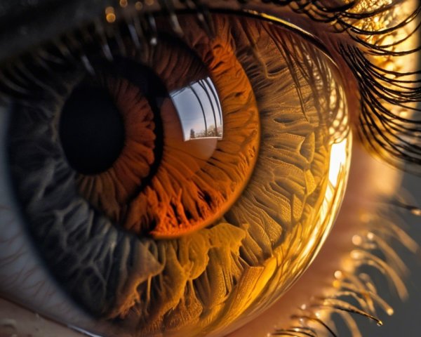 Close-Up of a Hyperrealistic Human Eye with Vibrant Iris
