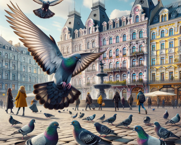 Colorful Historic Buildings in a Bustling City Square