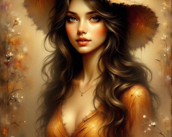 Portrait of a Young Woman in a Golden Outfit