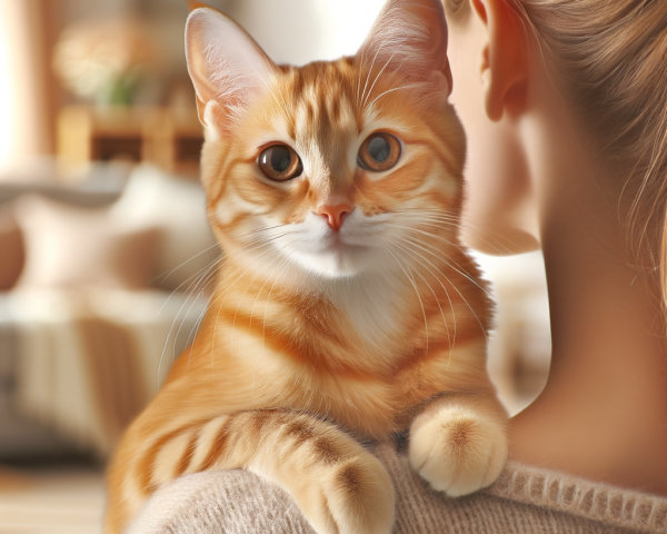 Cozy Indoor Scene with Person and Orange Tabby Cat