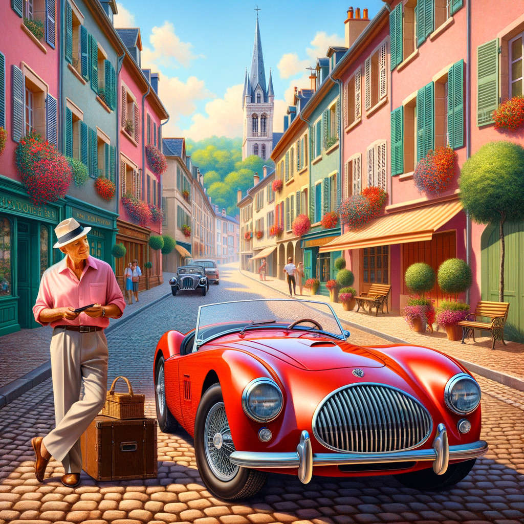 Charming European Street with Pastel Buildings and Café