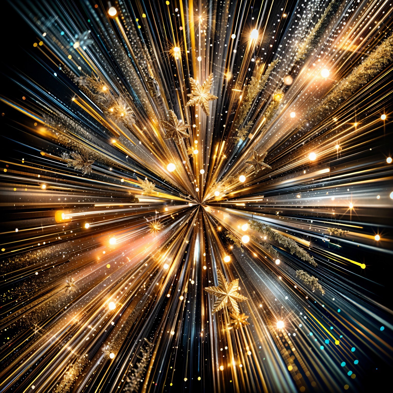 Abstract Burst of Light with Gold and Orange Streaks