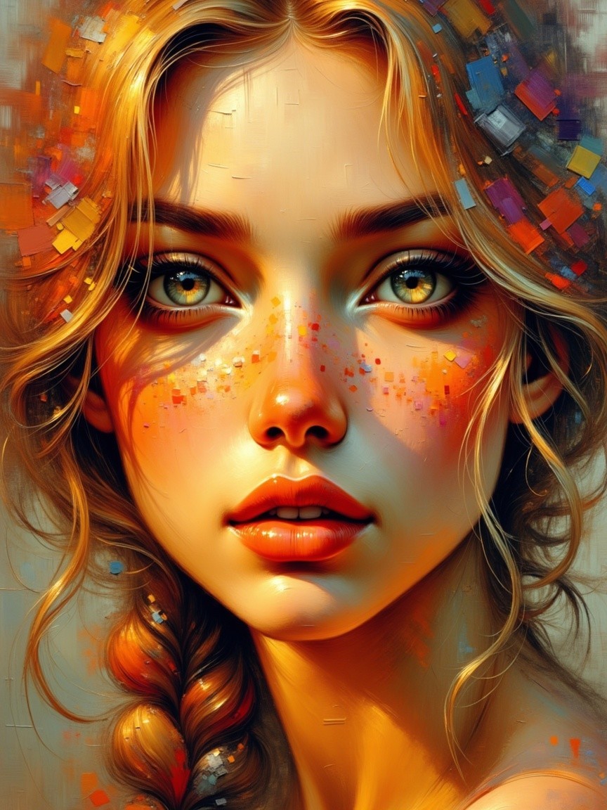 Close-Up Portrait of a Young Woman with Green Eyes