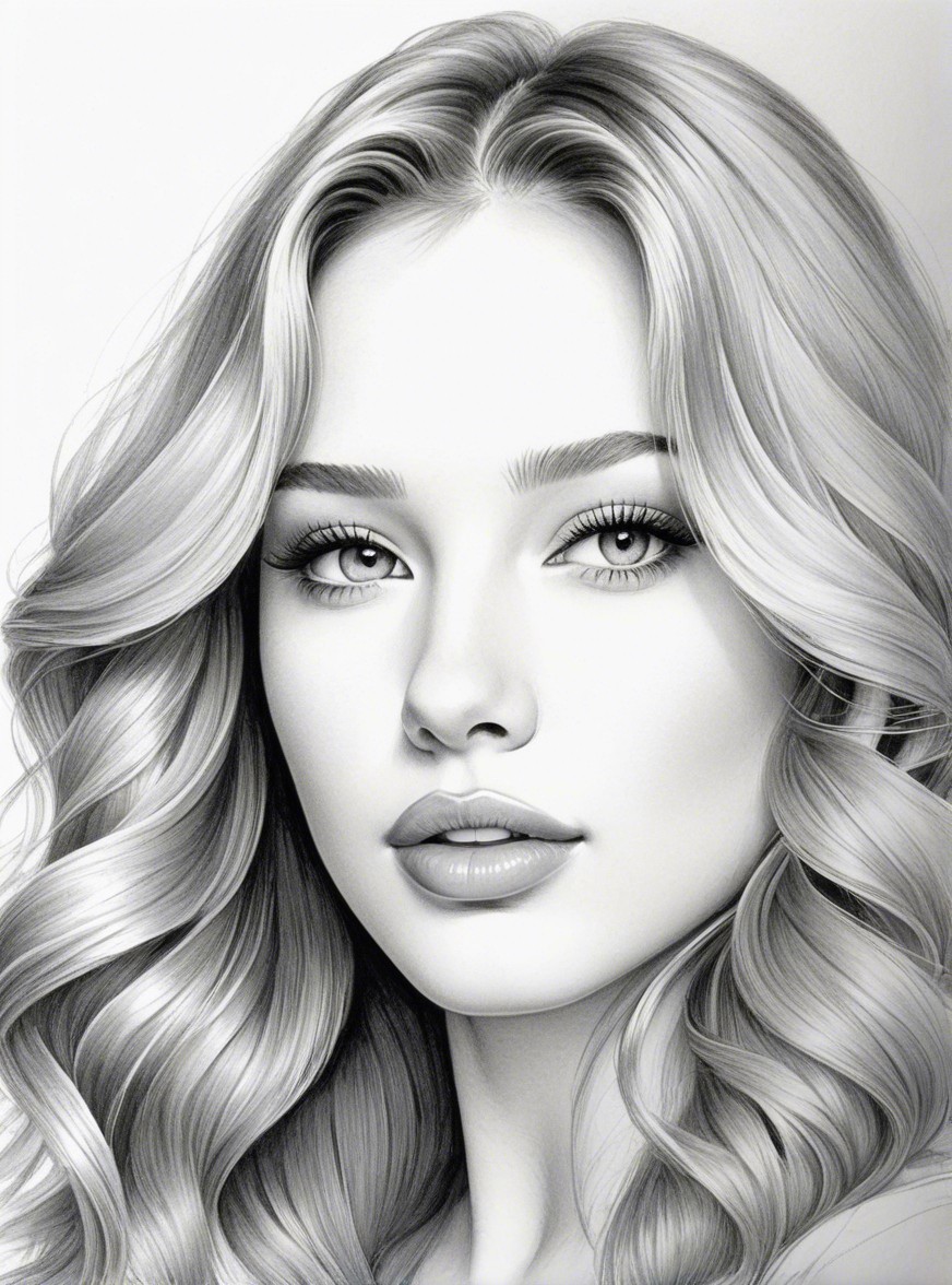 Hyper-realistic pencil drawing of a young woman