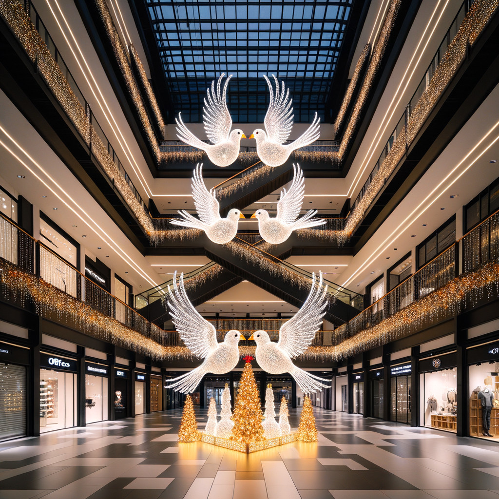 Modern Shopping Mall Decorated for Christmas Festivities