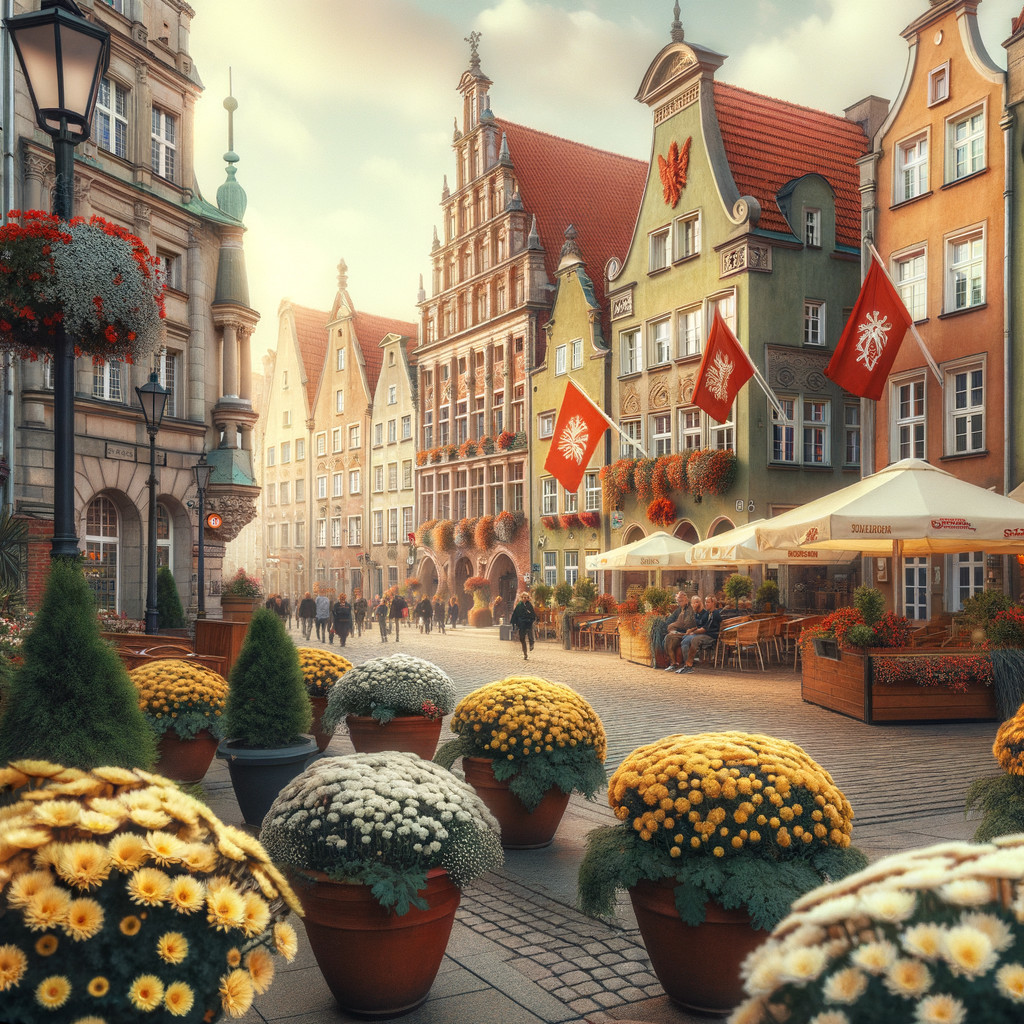 Charming Cobblestone Square with Colorful Buildings