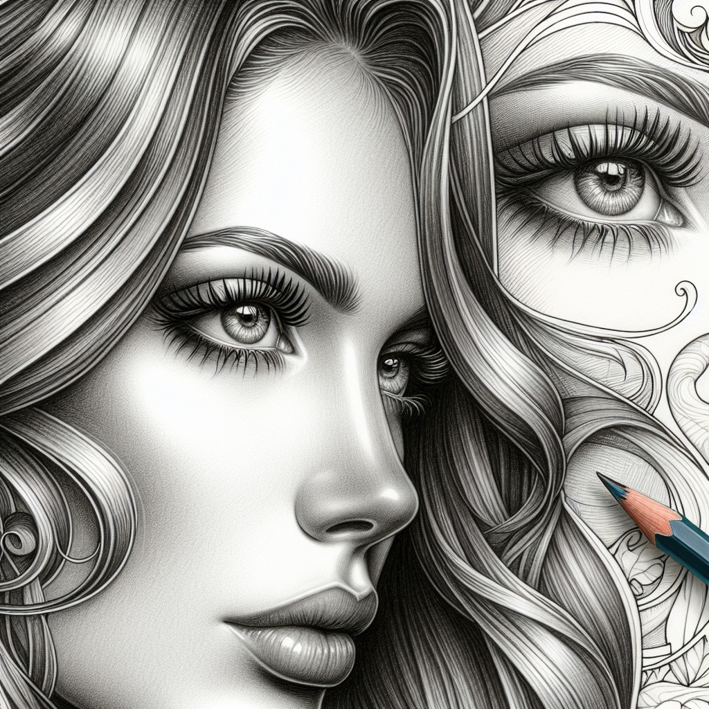 Black-and-white illustration of a woman's face