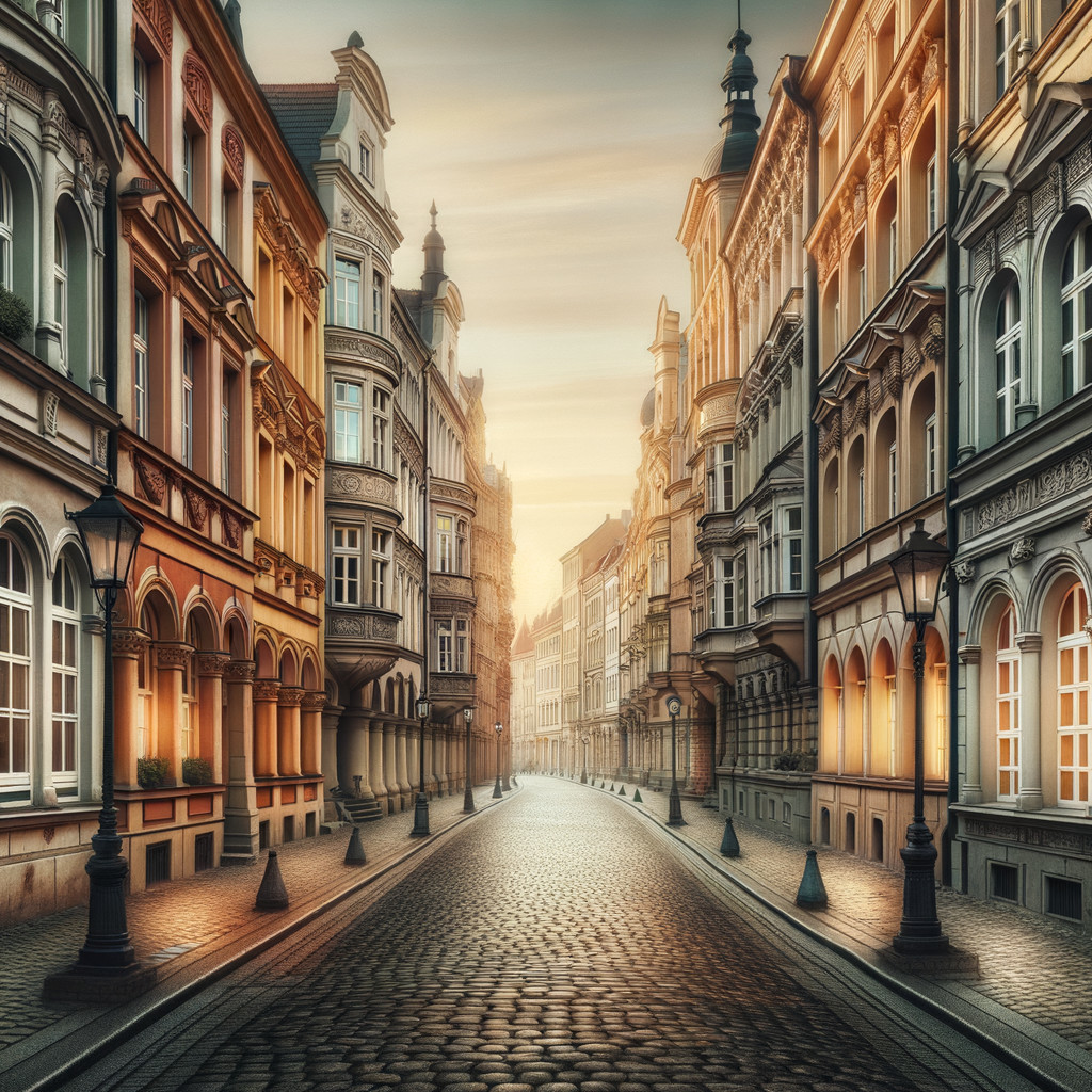 Tranquil Cobblestone Street with Historic Buildings